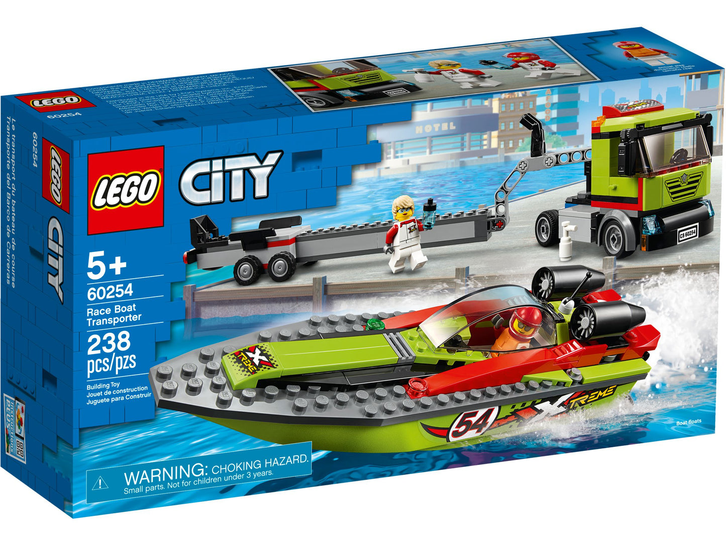 LEGO® City 60254 Le transport du bateau de course