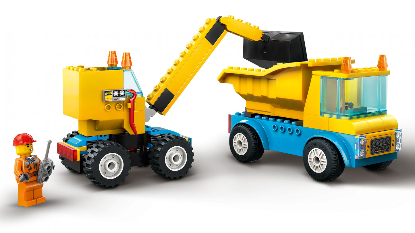 LEGO® City 60391 Les Camions de Chantier et la Grue à Boule de Démolition