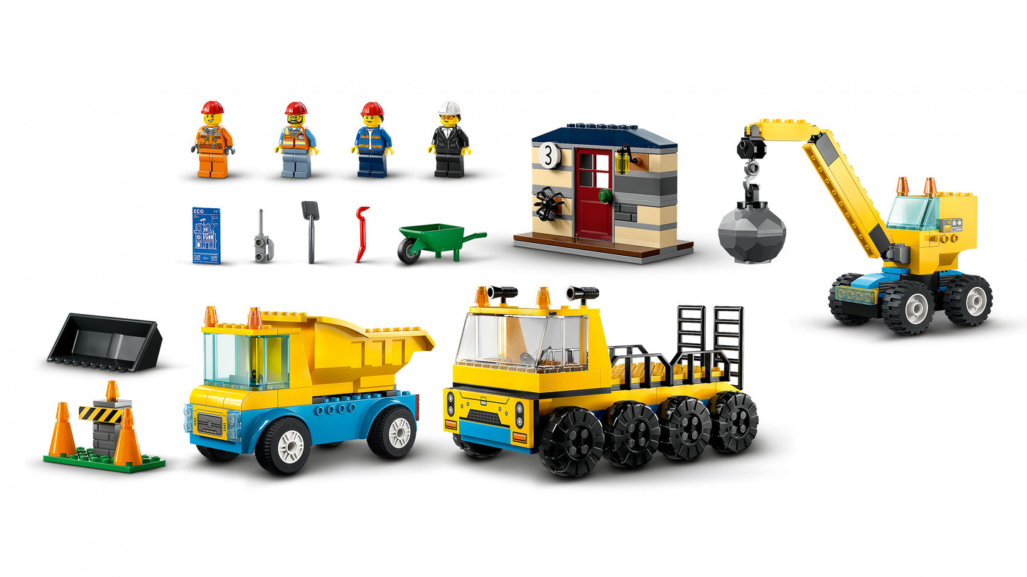 LEGO® City 60391 Les Camions de Chantier et la Grue à Boule de Démolition